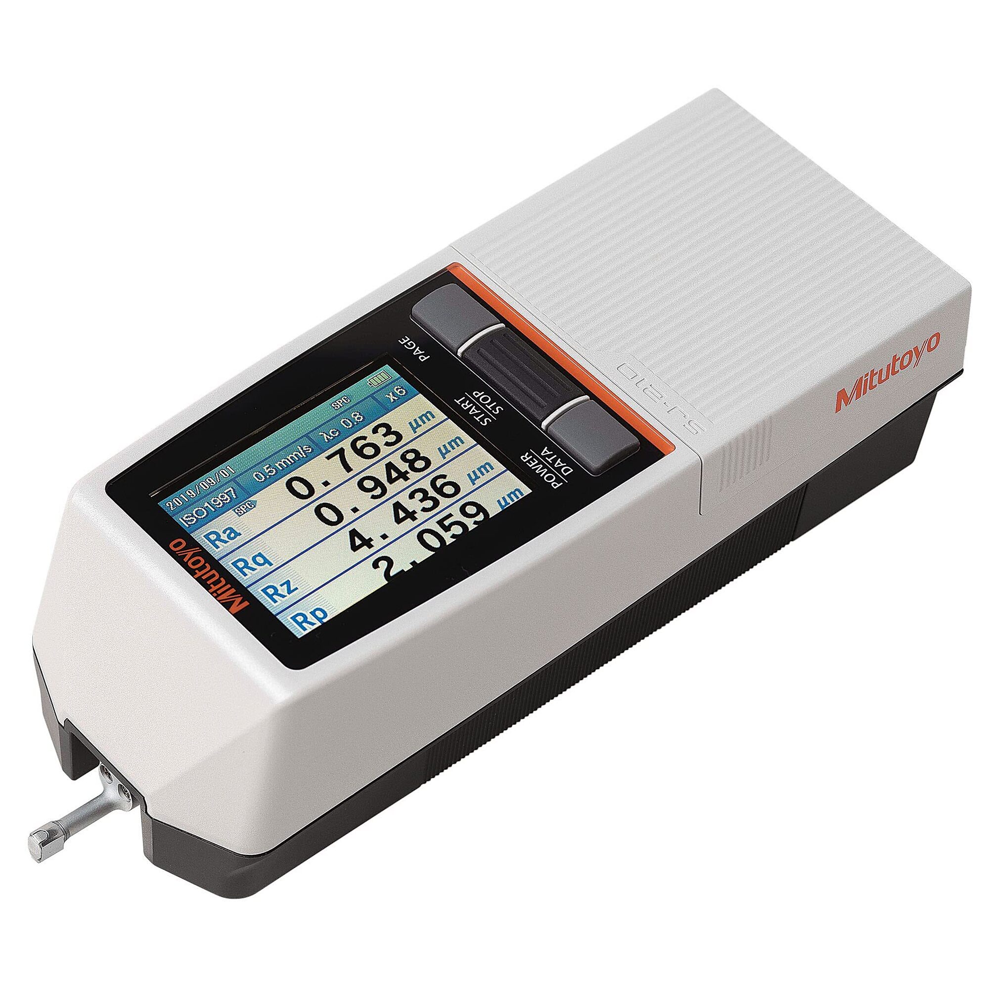 Mitutoyo SJ-210 Portable Surface Roughness Tester - 0.7in./17.5mm Evaluation Range, 0.75mN Measuring Force, USB/RS-232C Output, Model# 178-561-11A